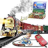 Train Set with Gift Case and Remote Control, Train Toys with Smoke, Light and Sound, Christmas Train Sets for Around The Tree, Toy Train Set for 3 4 5 6 7 8+ Years Old Boys Toddlers Gifts