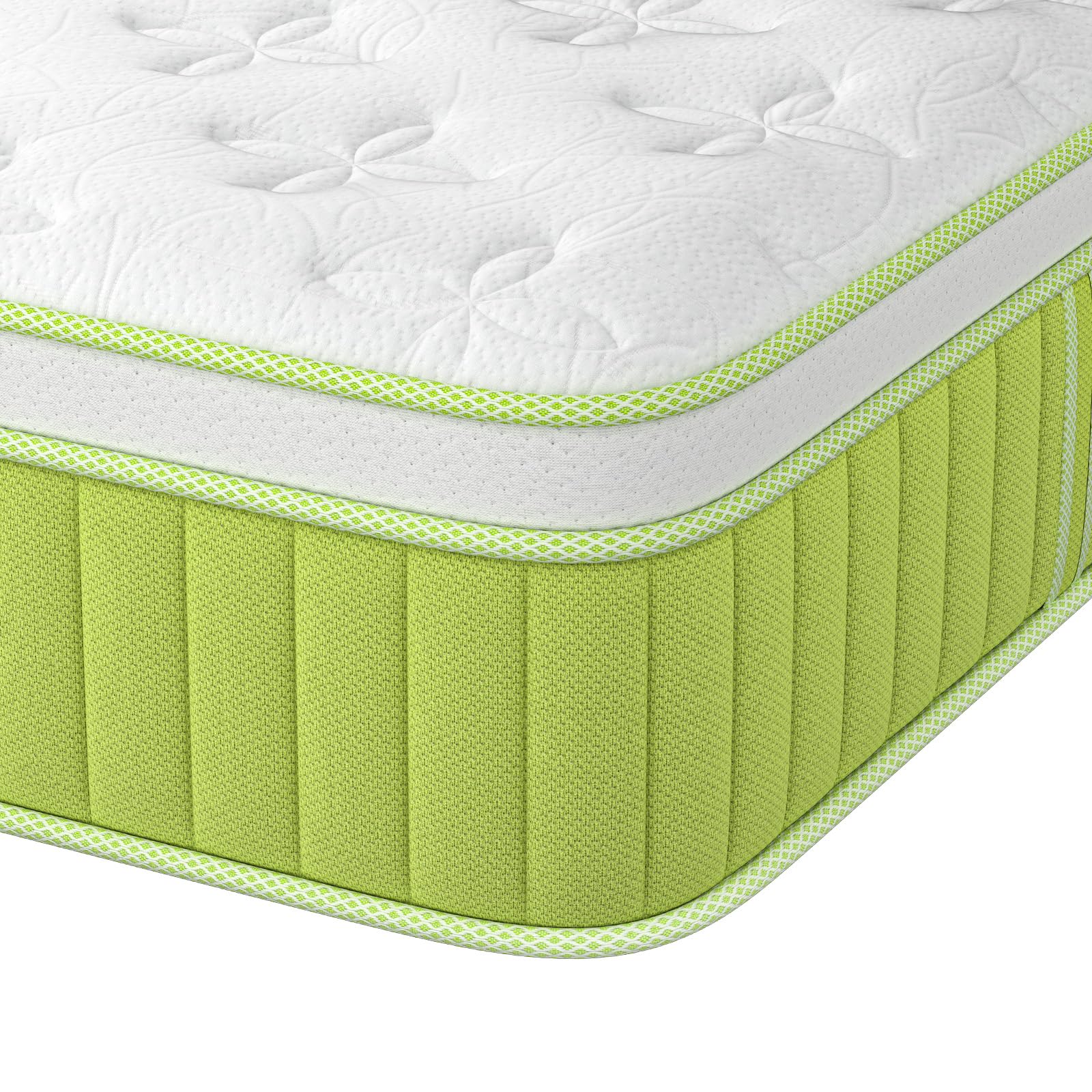 Single Mattress 3ft 25cm Memory Foam & Pocketed Spring Hybrid Mattress Medium Firm 7-Zone 9-Layer Breathable Single Bed Mattress with 400lbs Weight Capacity for Back Pain Relief 90x190cm(Green) — image 1