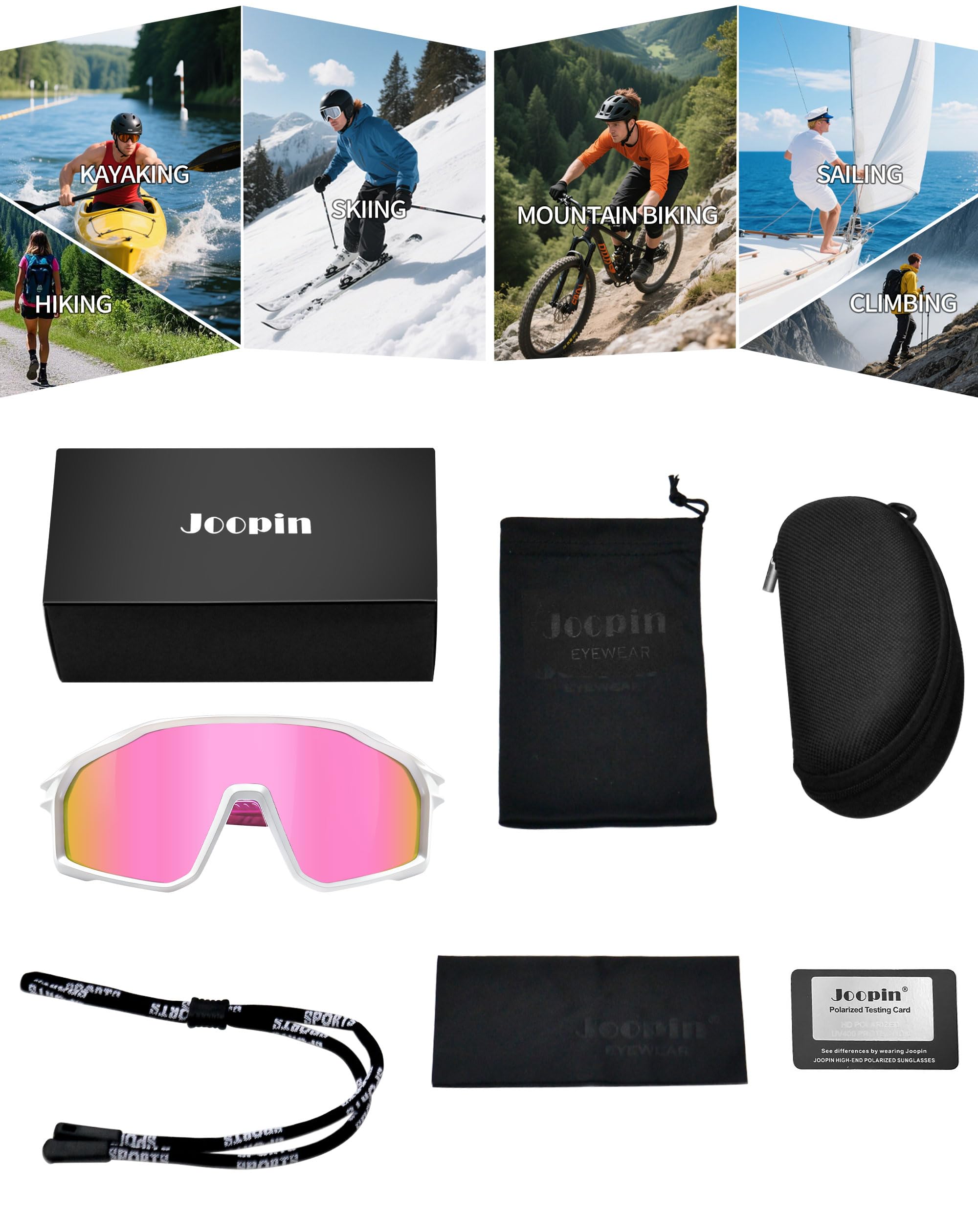 Joopin Occhiali da Sole Sportivi Uomo Donna Polarizzati UV400 Protezione Occhiali da Ciclismo Guida Montagna Pesca Running Trekking
