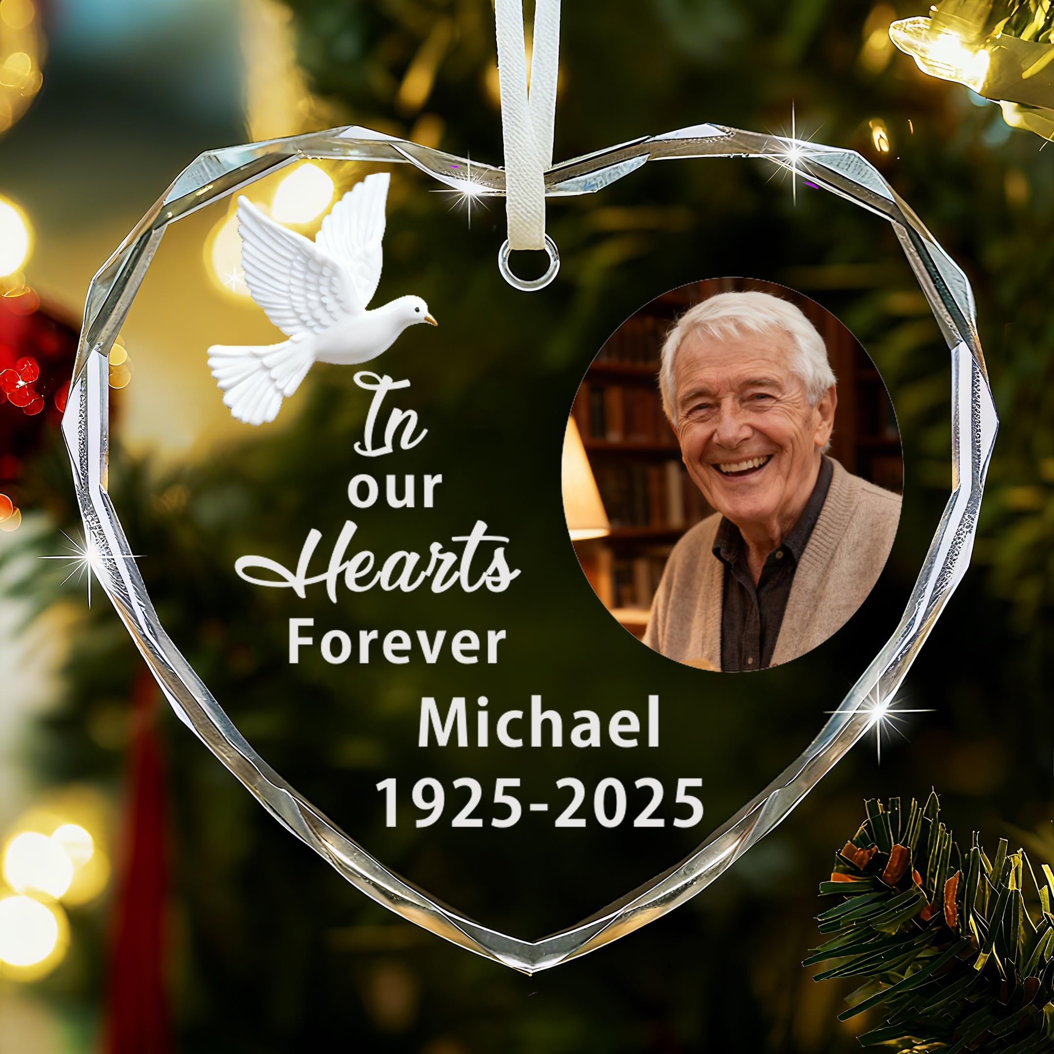Personalised Memorial Christmas Bauble Custom Christmas Tree Decorations Xmas Ornaments Personalised Baubles for Xmas Tree In Loving Memory Keepsake for Your Loved (Design 7, Heart)