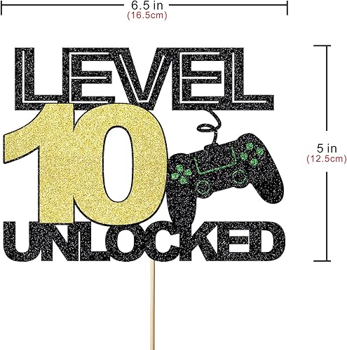 Miniatura 2 de Decoración oficial para tartas de nivel 10 desbloqueado, decoración de pastel de cumpleaños de 10 años, controlador de videojuegos, decoración de