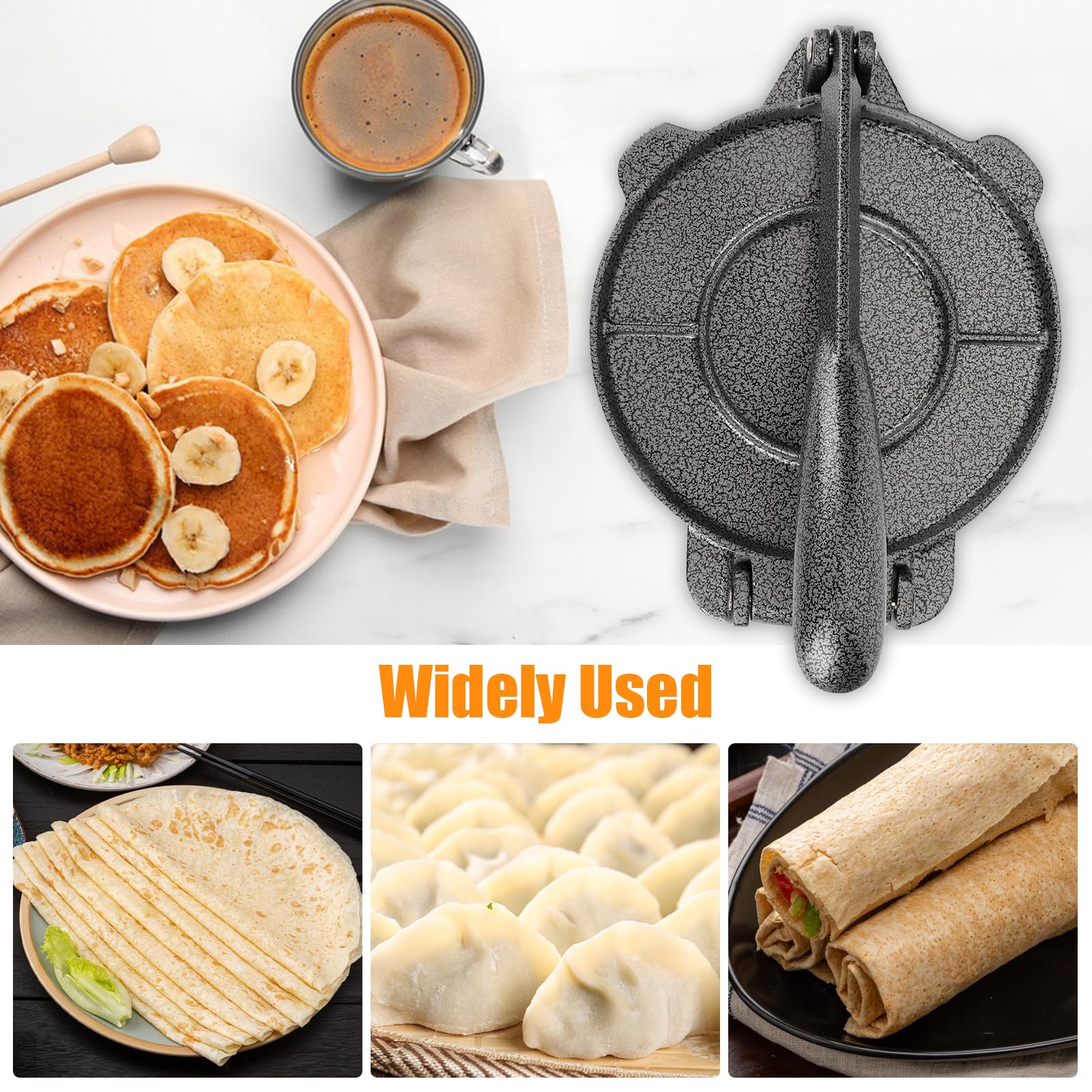 GAESHOW Tortilla Presse, Taco Presse Gusseisen, Maismehl Presse, Tortilla Maker Manuell, Gusseisen Tortilla Presse, Teigpresse für hausgemachte Tortillas, Pfannkuchenwerkzeug