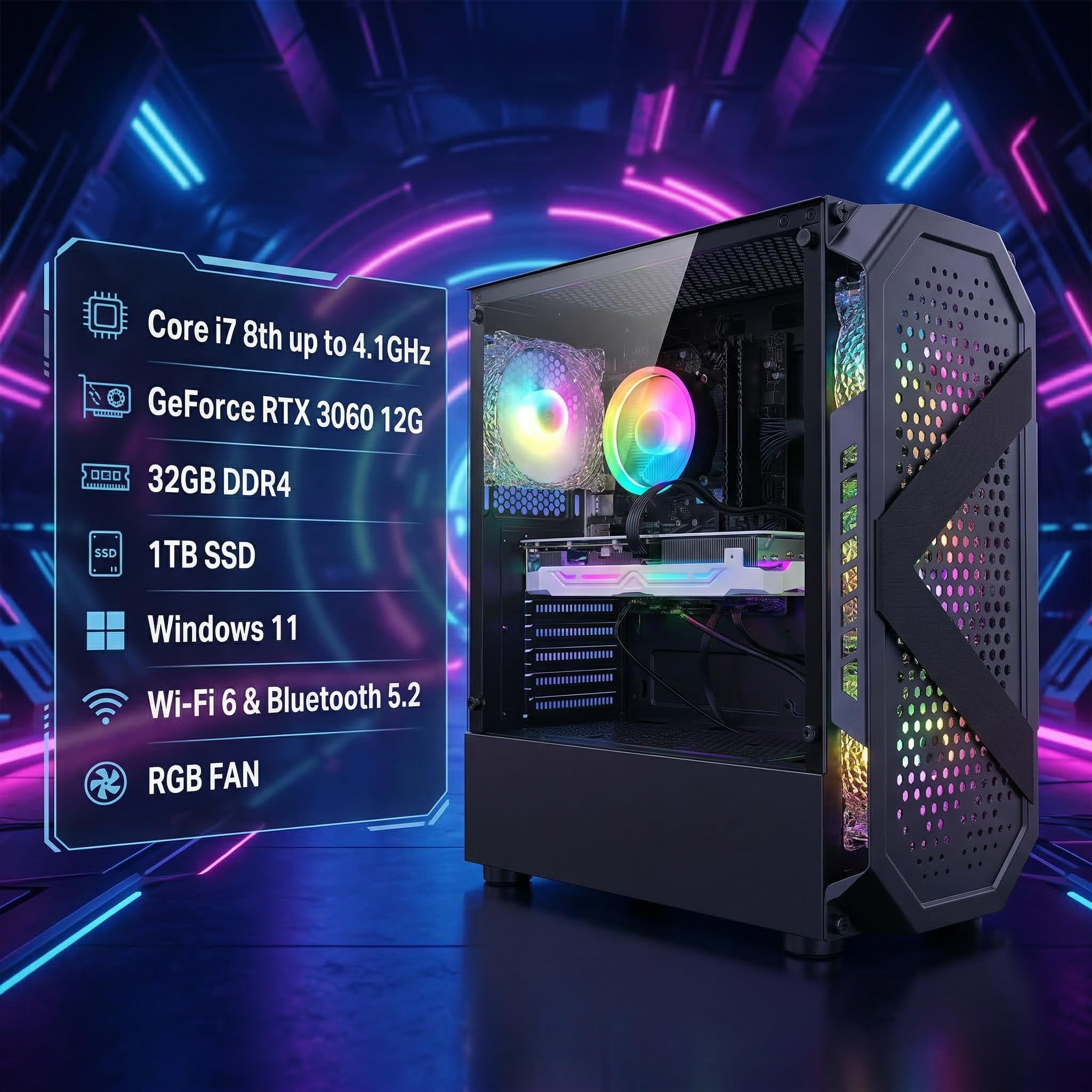 STGAubron Gaming PC Computer Desktop, Intel Core i7 8th Gen up to