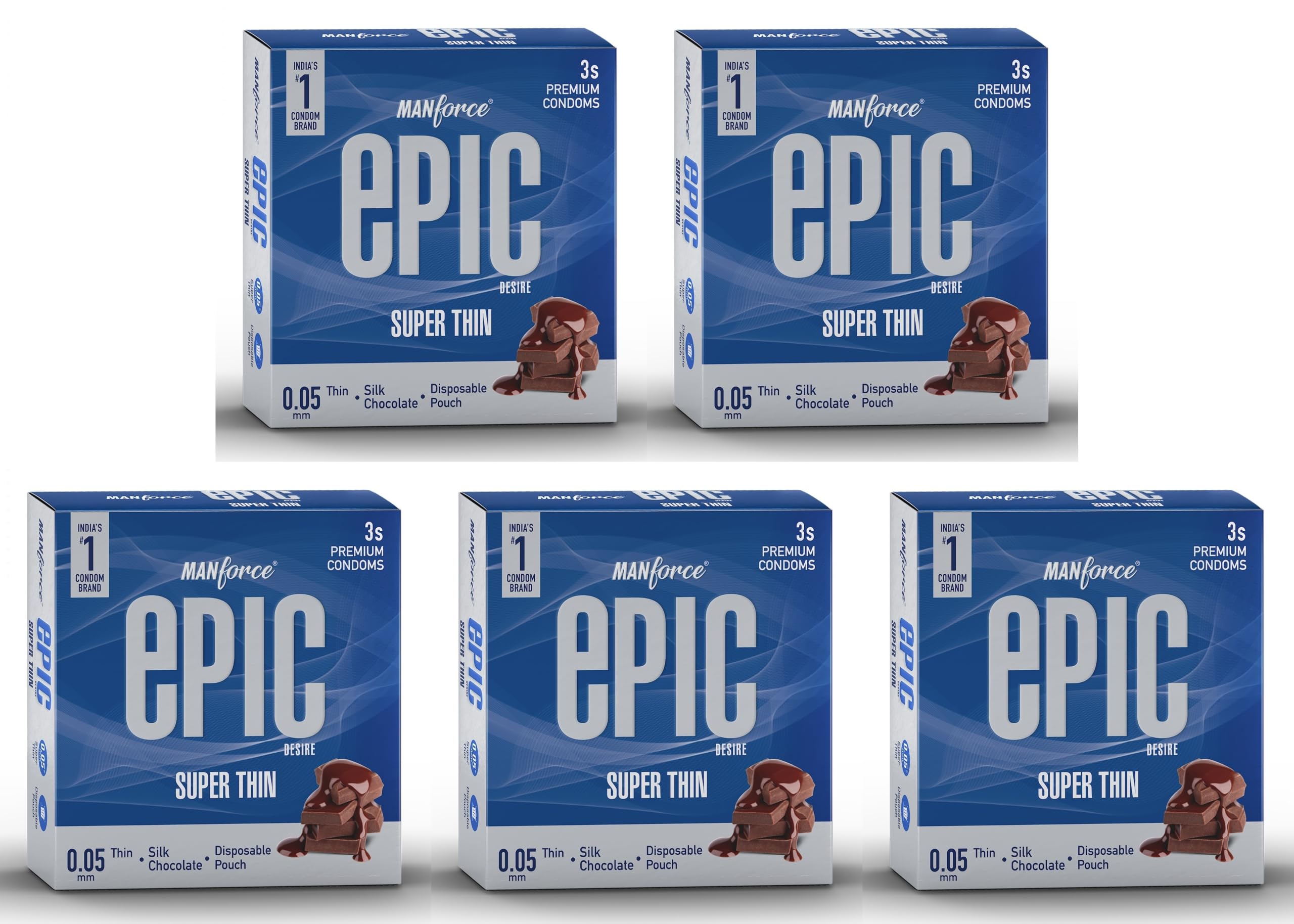 Manforce Epic Desire Super Thin Premium Condoms - Silk Chocolate Flavor, Ultra Fine Contour Sensation Design for Men - Pack of 3 x Pack of 5-image-12