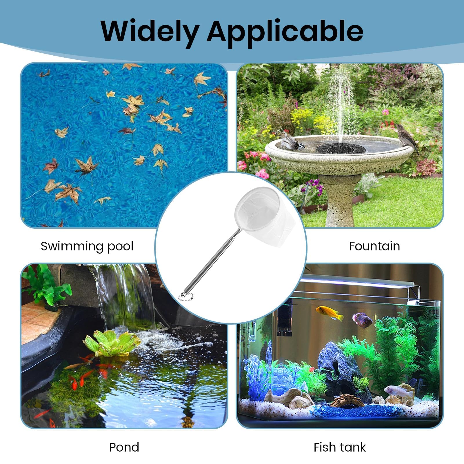 Mini Épuisette pour Aquarium avec Manche Extensible en Acier Inoxydable, pour Attraper Les Petits Poissons et Les Crevettes et pour Le Nettoyage