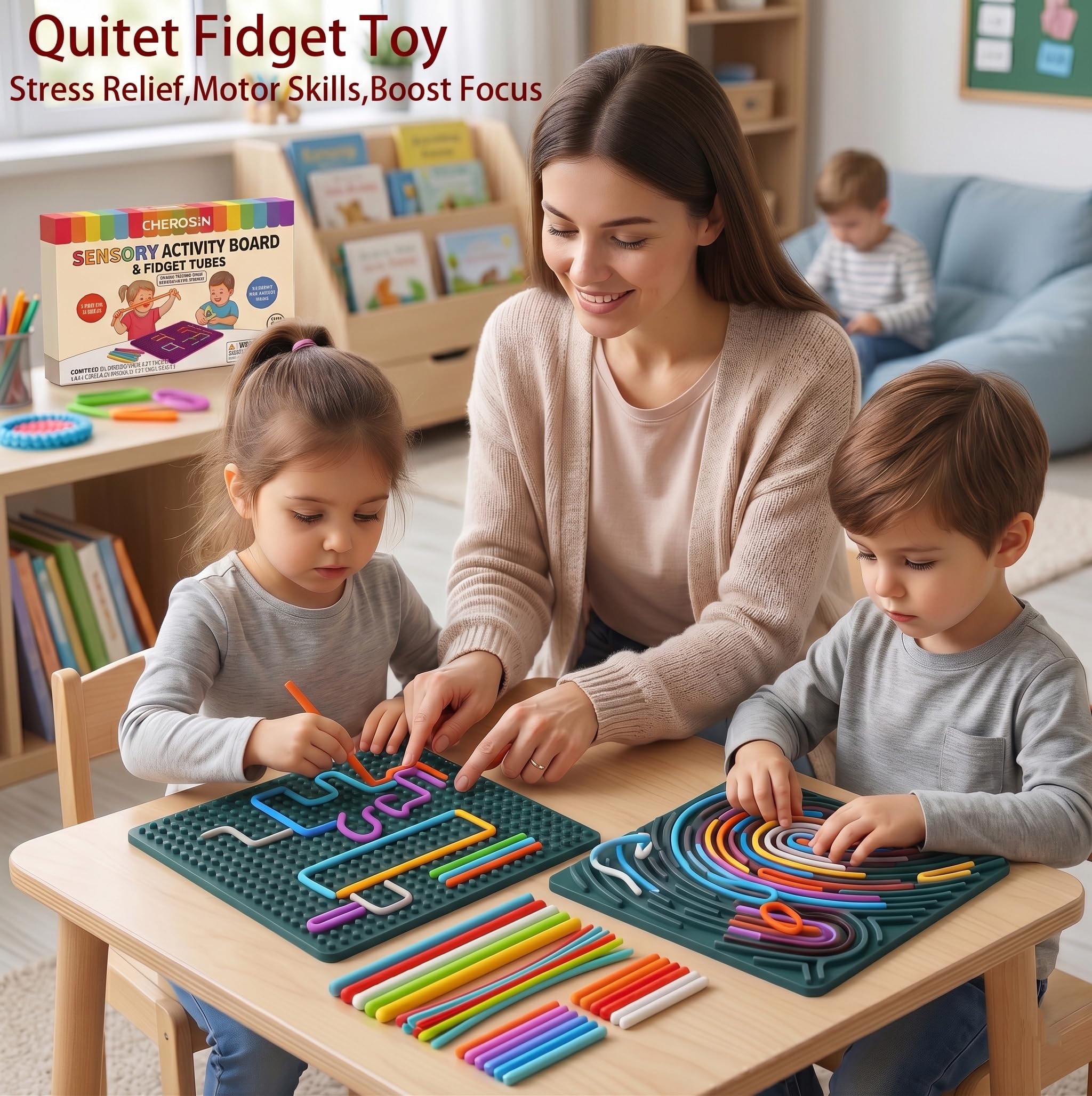 Tablero de actividades sensorial grande, juguete de silicona para autismo, TDAH y alivio del estrés, juguete Montessori silencioso de doble cara para habilidades motoras finas, regalo para niños y