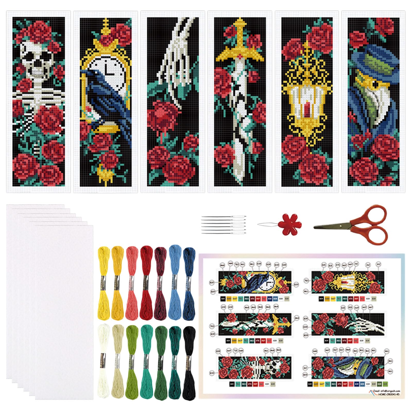 ORIGACH 6 Pcs Gothic Patterns Cross Stitch Bookmark Kit for Beginner Adults โ image 1