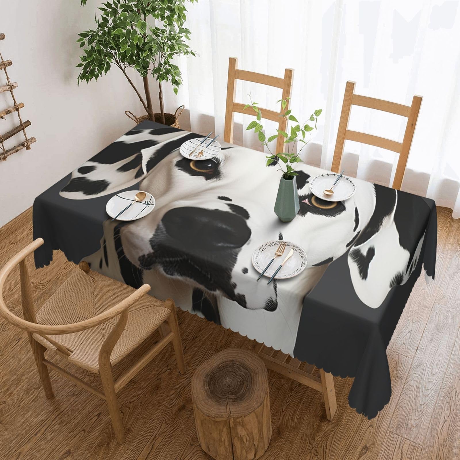 Fodpand Black Dalmatian Tablecloths For Rectangle Tables 72 X 54 Inches - Reusable And Washable Table Clothes Decorative Table Cover For Dining Tables, Buffet Parties, Wrinkle Resistant