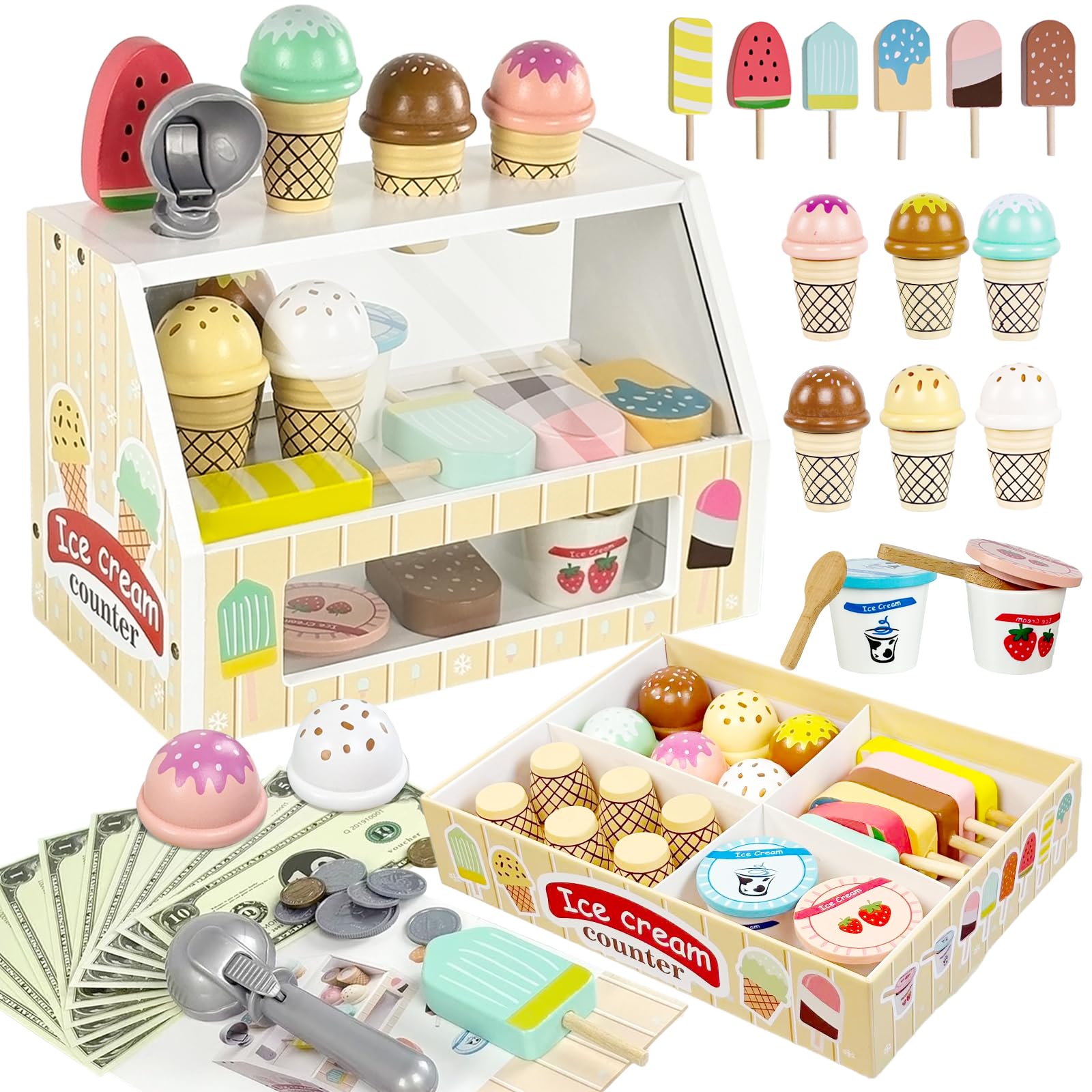 Amazon | ままごと アイスクリーム屋さん 木製おもちゃ 知育玩具