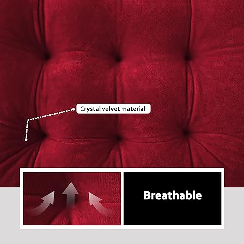 Miniatura 6 de ELFJOY Cojines de tela de lijado de color sólido para silla mecedora, juego de almohadillas para silla mecedora (V-GraceRed)