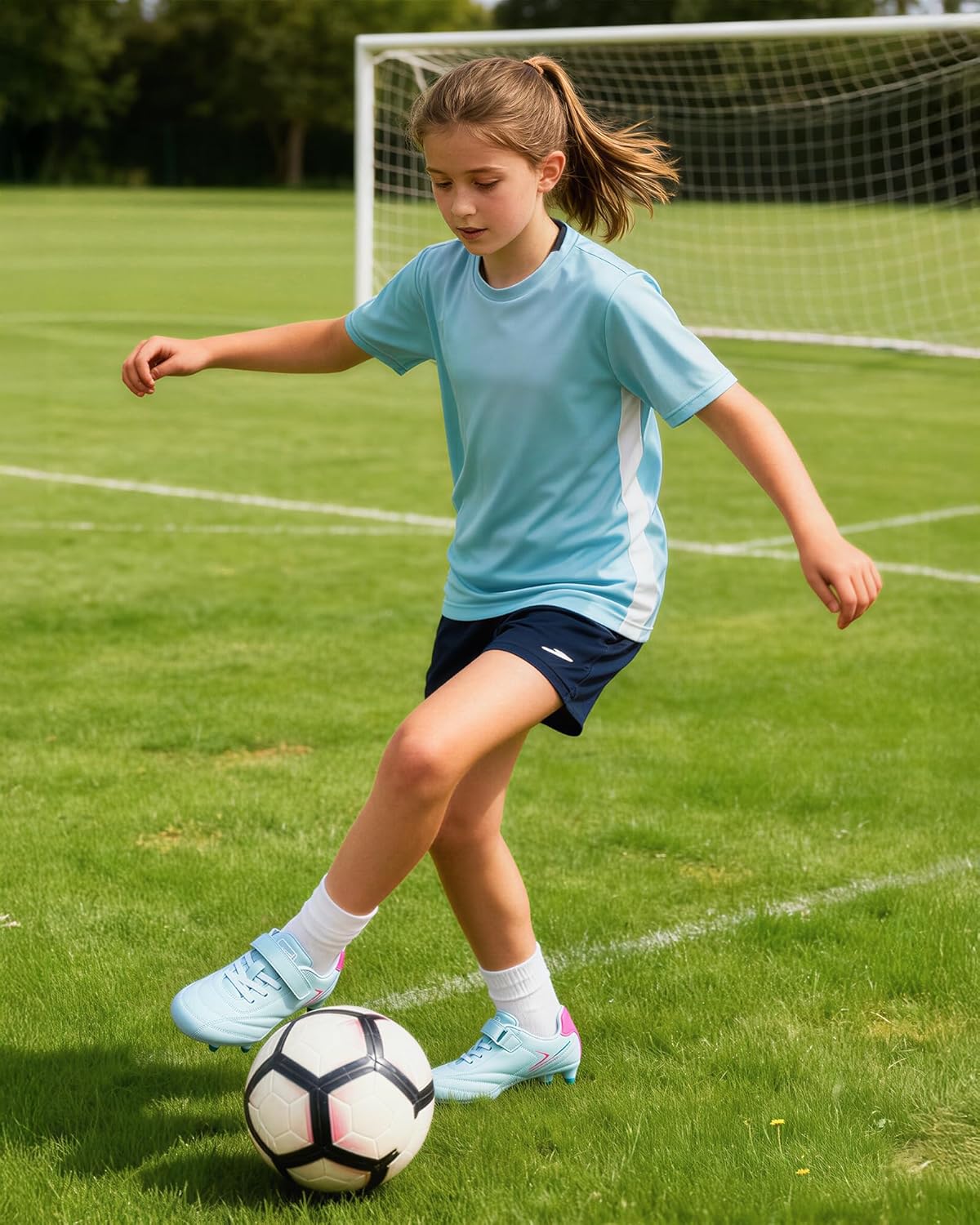 Stelle Kids Soccer Cleats Boys Girls Firm Ground Athletic Outdoor Football Soccer Shoes for Little/Big Kid