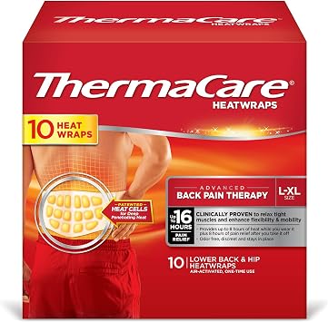ThermaCare Portable Heating Pad, Neck & Back Pain Relief Patches, X/XL Heat Wraps, 10 Count