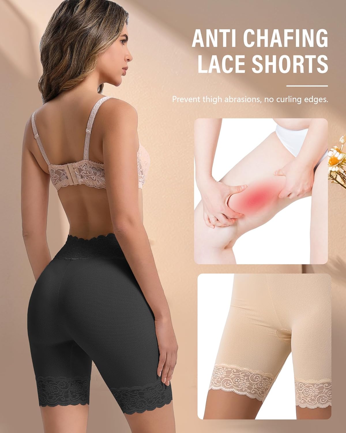 Women's Slip Shorts for Under Dresses Cooling Anti Chafing High Waisted Underwear,Seamless Lace Shorts Under Skirts - Image 4