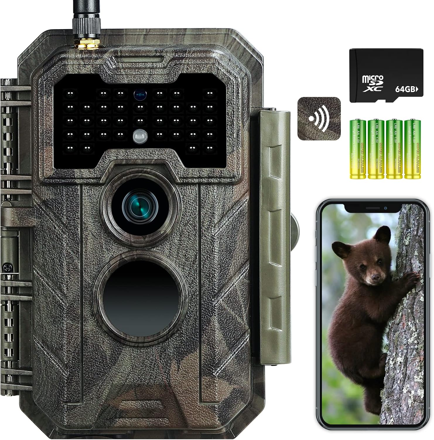 DIGITNOW! Cámaras de Caza WiFi 32MP 1296P H.264 Vidéo,100Ft Visión Nocturna 940nm sin Brillo IR LED 0.2s, IP66 Prueba de Agua para Monitoreo de Vida Silvestre y Vigilancia del Hogar con 2.4