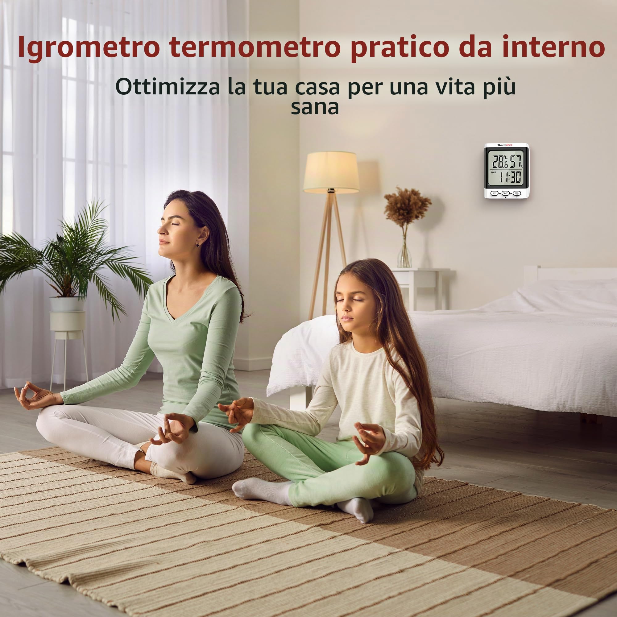 ThermoPro TP152 Igrometro Termometro da Interno, Termometro Digitale da Tavolo per Cameretta con Monitor di Temperatura e Umidità, Termometro per Ambiente con Indicatore di Umidità Accurato