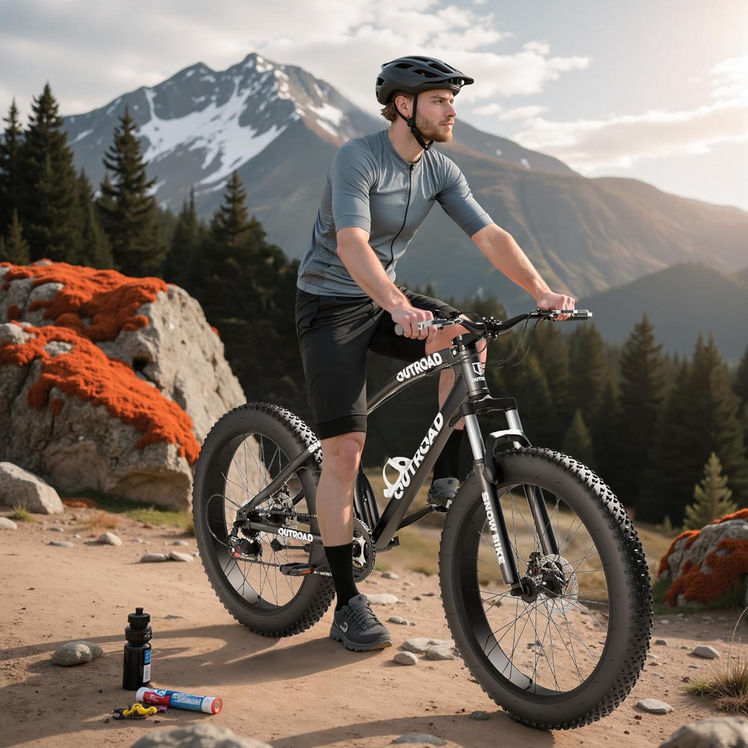 Incbruce 26 Inch Fat Tire Mountain Bike, High Carbon Steel Frame, 21 Speed MTB with Dual Disc Brakes for Men/Women/Adults, Multiple Color