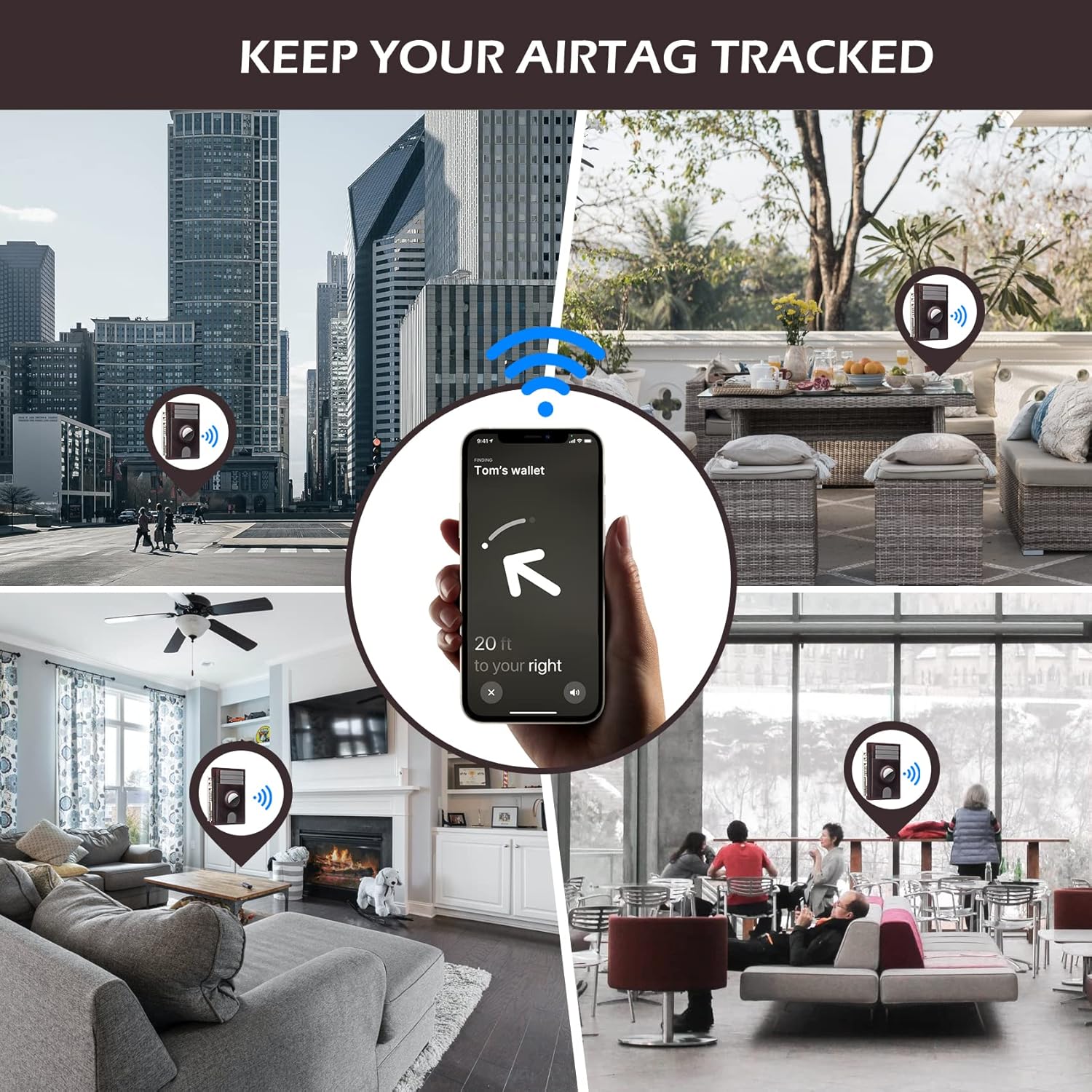 typecase Slim Minimalist Card Mens Wallet for AirTag, Front Pocket Premium Crazy Horse Leather Wallet with AirTag Holder, RFID Blocking Cash Credit Card Wallet Compatible with AirTag (Dark Brown) - Image 4