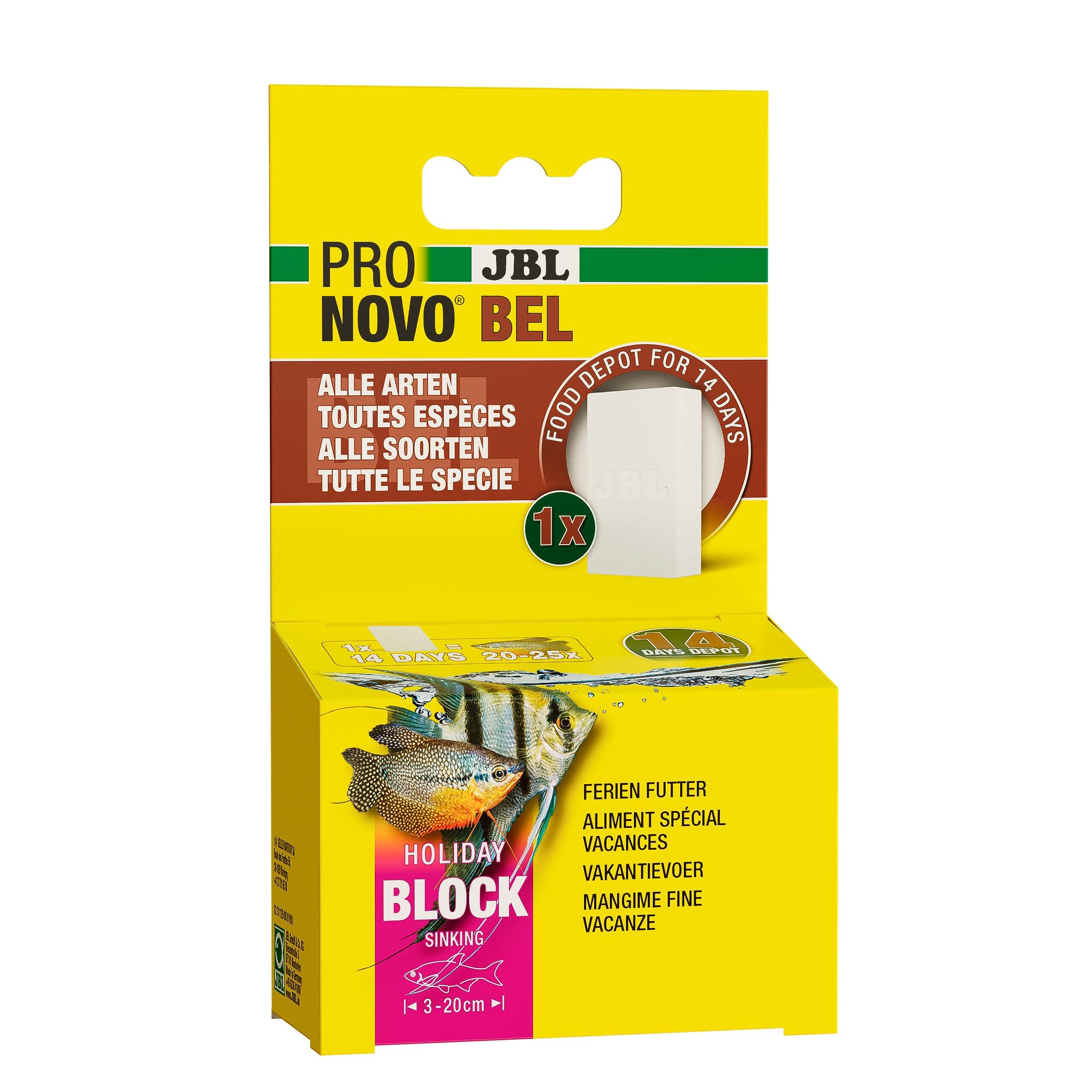 JBL PRONOVO BEL Holiday, alimento para Vacaciones para Todos los Peces de Acuario de Agua Dulce, 1 Bloque de alimentación