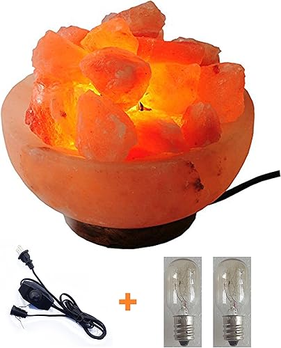 Miniatura 2 de JIC Gem Lámpara de sal del Himalaya en forma de cruz grande de 7-9 libras tallada a mano con interruptor de atenuación y bombillas