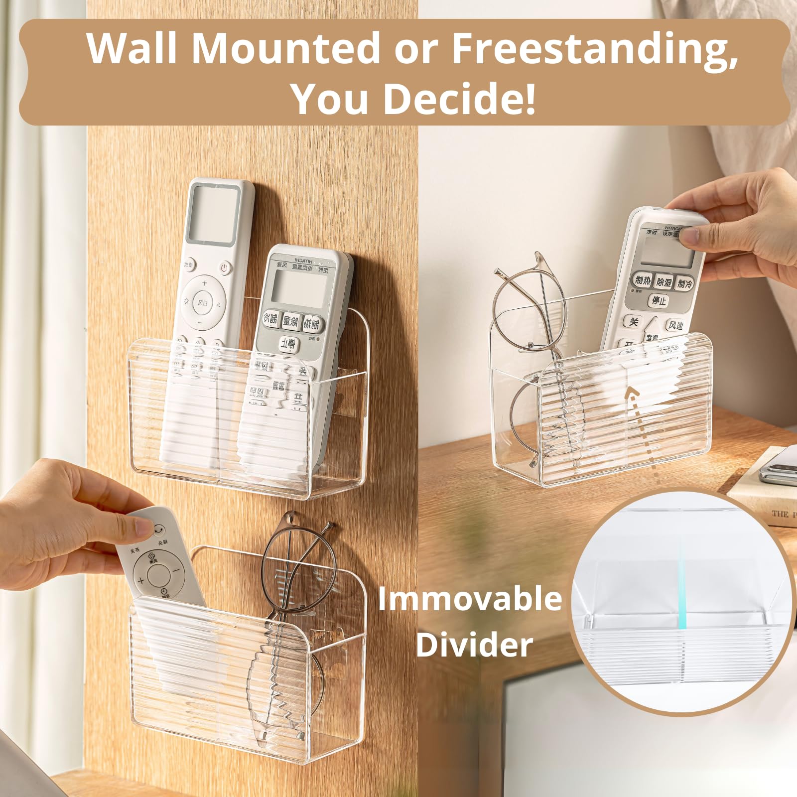 Porta Mandos De Tv LINFIDITE Paquete De 2 Soportes Para Control Remoto De TV, Soporte De Pared Para Control Remoto Para Cama, Soporte Universal Para Pared De Mesita De Soporte Control Remoto