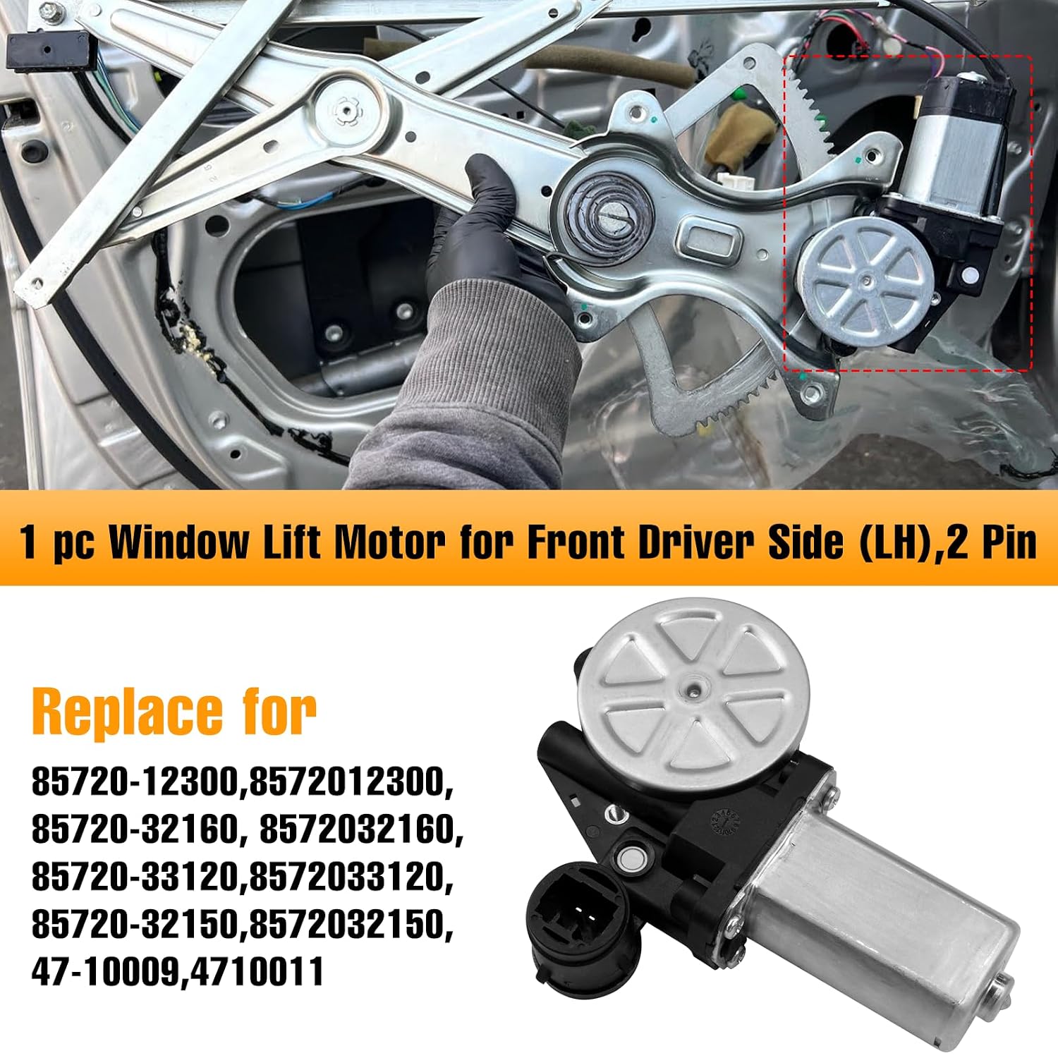 Compatible with Toyota Camry Power Window Motor 2002-2006 RAV4 2001-2005 Highlander 2001-2007 Scion xA 2004-2006,Window Motor for Front Driver Side,2-pin Plugs,Replace 85720-33120