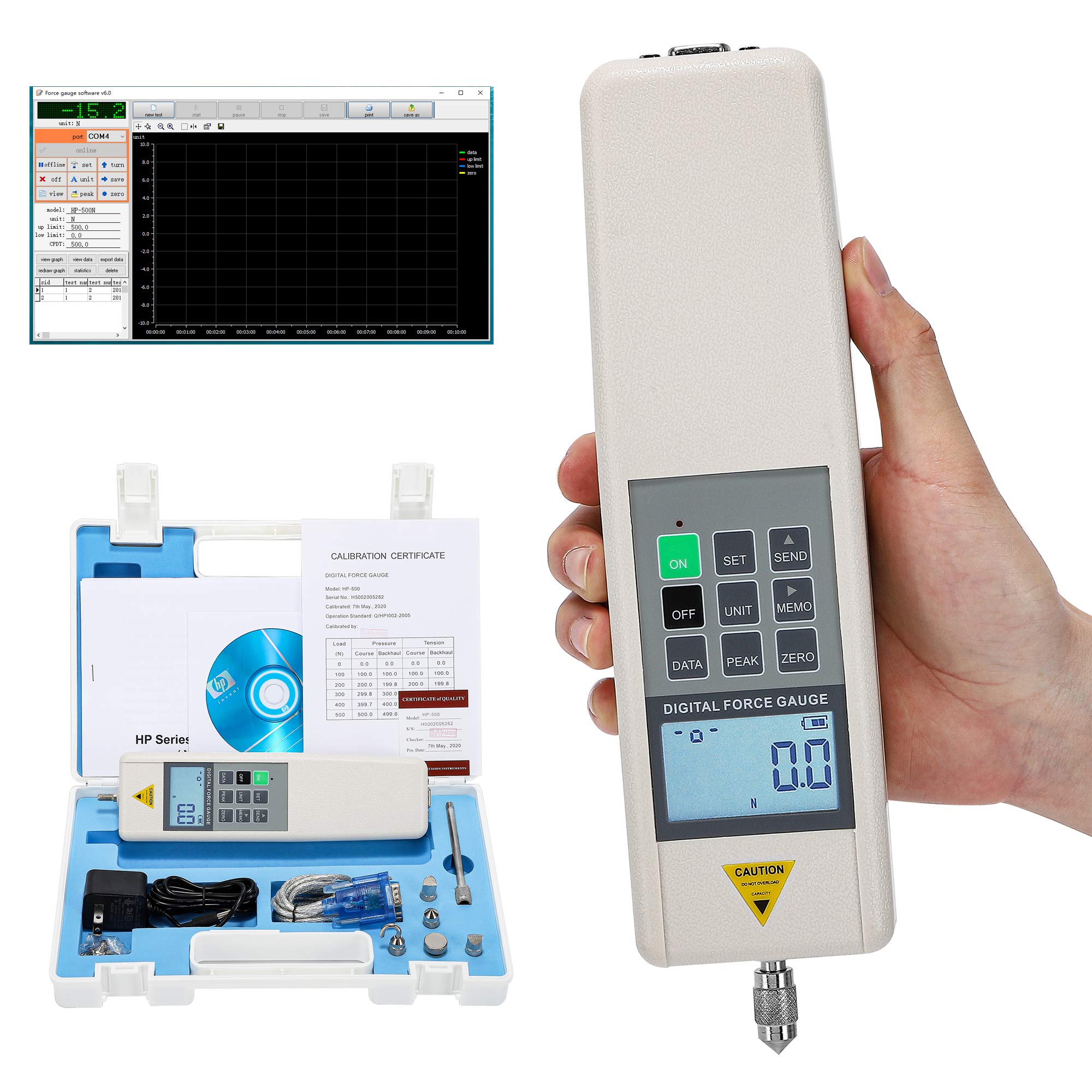 Buy Mxmoonfree 500N Digital Force Gauge Push Pull Gauge with USB Output