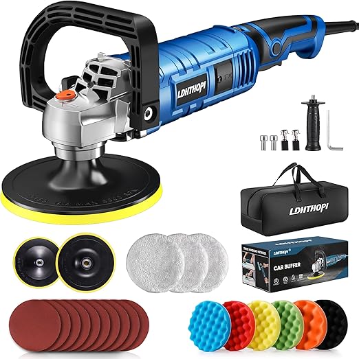 1600W Buffer Polisher, 6/7 inch Polishing Machine with 1000-3000 RPM 7 Adjustable Speeds / Detachable Handle Waxer , Car Polisher for Auto Detailing, Waxing, Paint Correction