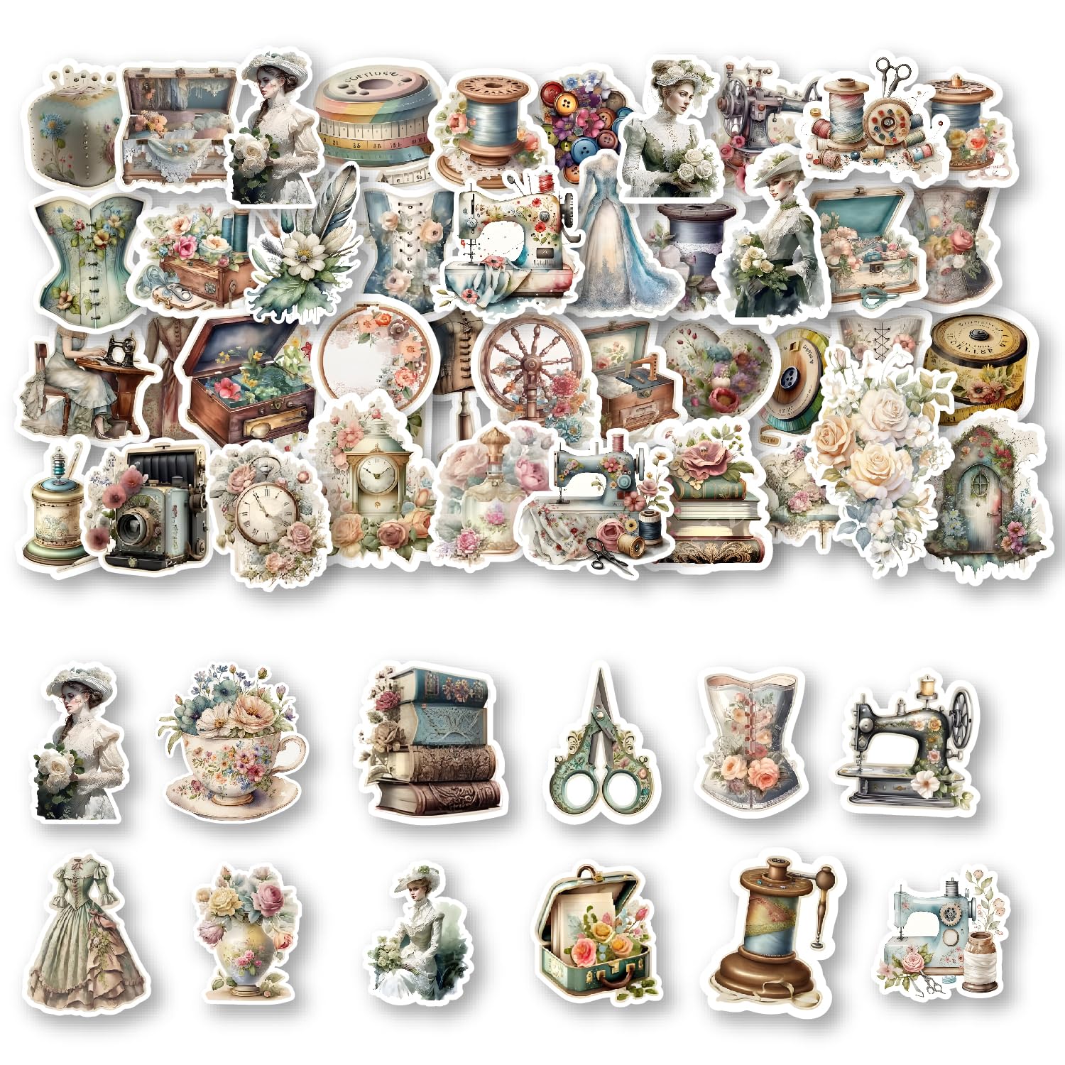 Scrapbook Supplies VOLDOT 346pcs Vintage Scrapbook Stickers Pack For ...