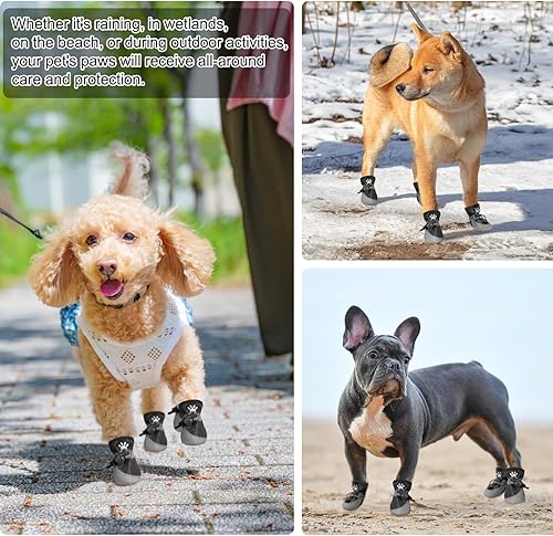 Miniatura 7 de BEAUTYZOO Botas protectoras de patas para perros medianos y grandes, zapatos de malla transpirable para pavimento caliente, botines para perros con