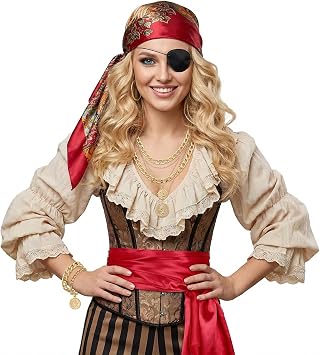CICOCI Pirate Costume Accessories Set for Men Women | Renaissance Pirate Headband Bandana Belt Necklace, Halloween Cosplay Dress Up Pirate Pirate Accessories