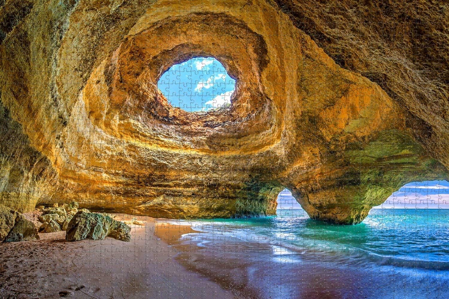Jigsaw Puzzle for Adults Portugal Algarve Benagil Caves Puzzle 1000 Piece Wooden Travel Souvenir
