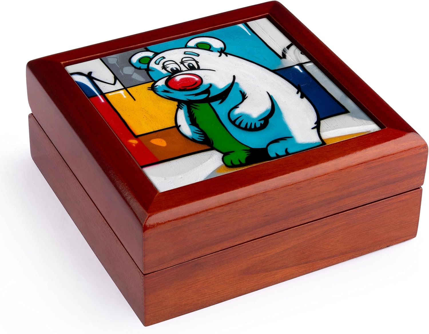 3dRose Funny Cool Colorful Baby Polar Jewelry Box 7 x 7 inch with 4 inch tile