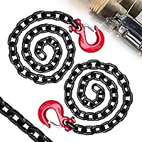 SENKEYFE G80 3/8" x 47" Trailer Safety Chains with G70 Clevis Hooks - 7100 lbs WLL, 27K Break Strength, Heavy Duty 2-Pack Tow Chains