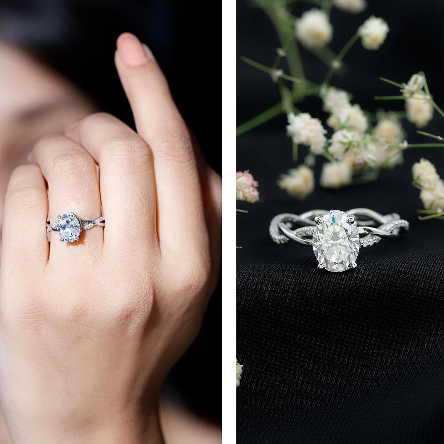 Certified Lab Grown Diamond 7X9mm Oval Engagement Ring, Ef-Vs Quality, 2 Carat Diamond Ring - With Jewelry Box