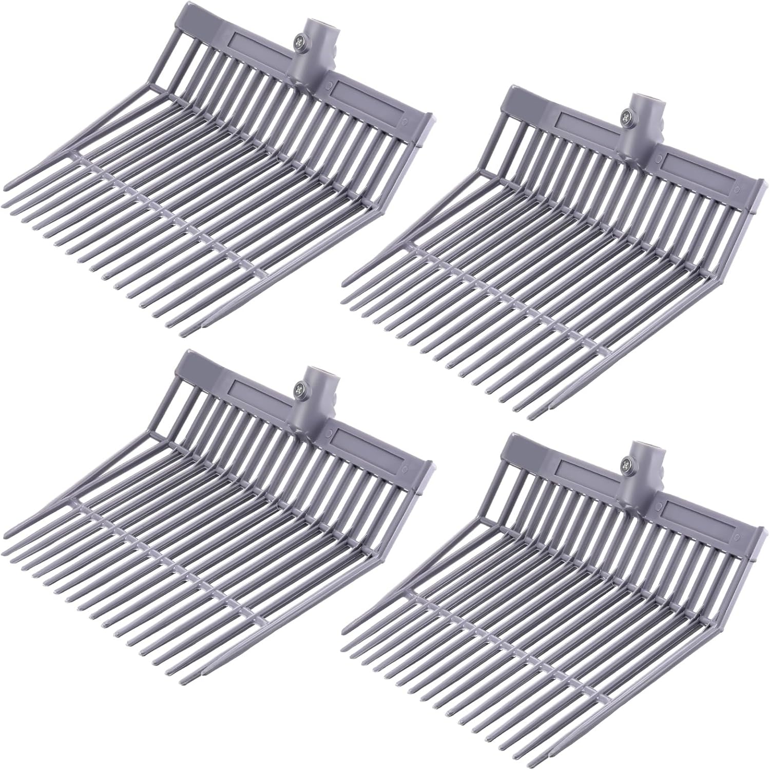 Lasnten 6 Pcs Manure Fork Head Bulk 18 Tines Pitch Fork Replacement Head with Screws and Nuts Durable Stable ABS Plastic for Horse Stall Picking up Manure