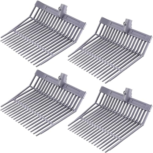 Miniatura 7 de Lasnten 6 piezas de cabeza de horquilla de estiércol a granel 18 dientes de paso, cabeza de repuesto con tornillos y tuercas, plástico ABS duradero