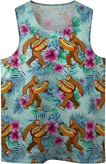 Amasnay Cowboy Cat Riding Dinosaur Mens Tank Tops Summer Sleeveless Tee Cool Workout T-Shirts Beach Novelty Undershirts