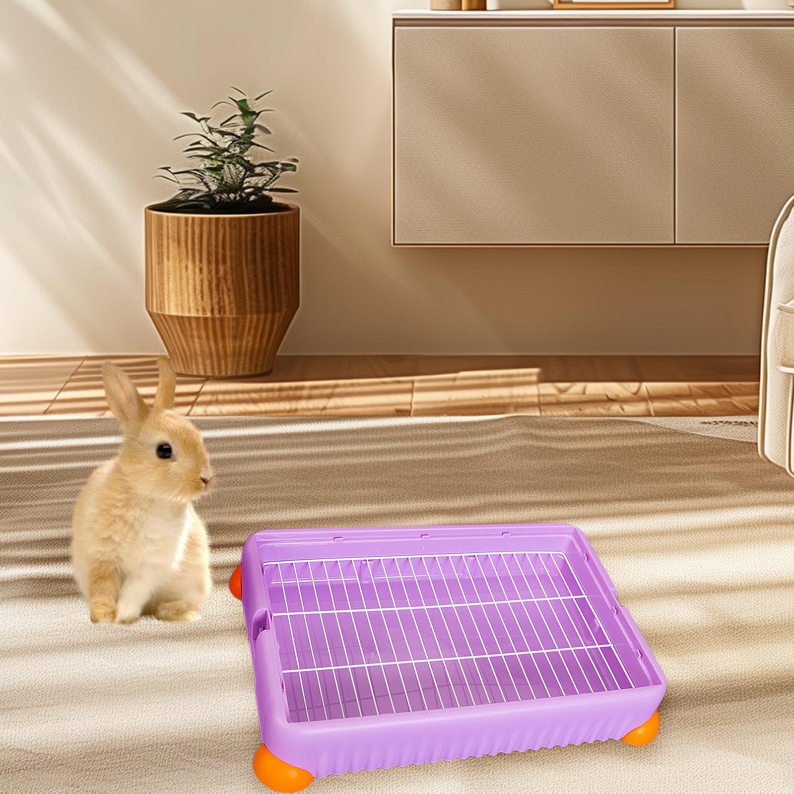Bunny Litter Tray Toilet con Griglia Rimovibile Lettiera Angolare per Roditori Toilette da Angolo per Animali Piccoli Struttura Solida in Pp E, L, Viola