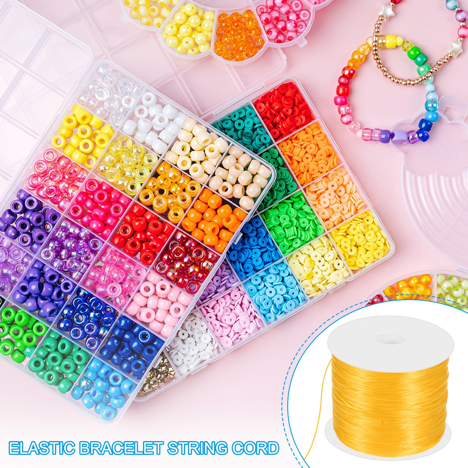 PATIKIL 38 Yard Stretchy Bracelet String, 0.5mm Round Elastic String Stretch Crystal String Bead Cord for Bracelets Beading Jewelry Making, Gold Tone - Image 4