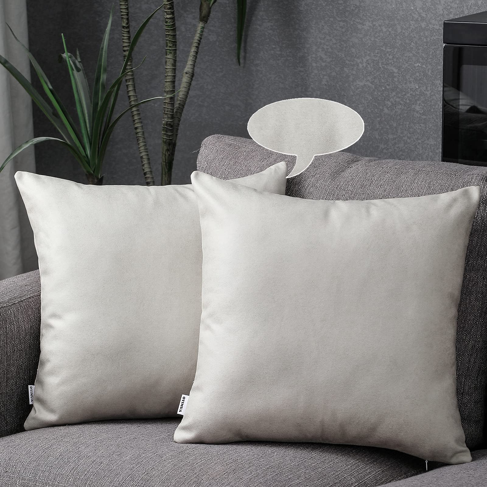 OYIMUA Ultra Soft Decorative Square Cushion Covers 18x18 Cream Set of 2 Cushion Cover Vintage 45 x 45 Pillow Cases Home Room Decor for Bedroom Sofa outdoor Garden Furniture