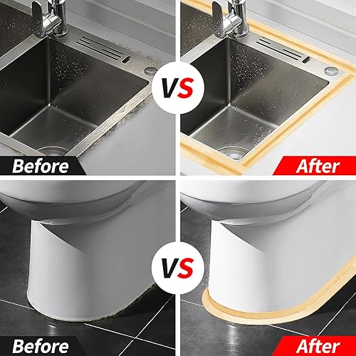 Miniatura 31 de 3 rollos de cinta de calafateo de inodoro de 10.5 pies, tira de calafateo autoadhesiva para baño, tira de calafateo para bañera, 1.5 pulgadas