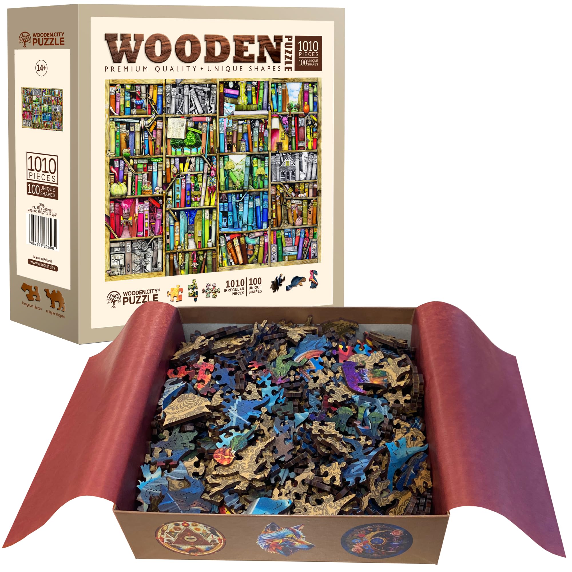 WOODEN.CITY 1000-Piece Wooden Jigsaw Puzzle, Unique Puzzle for Adults Elegant Design, for Puzzle Lovers (Bookshelf) - Image 3