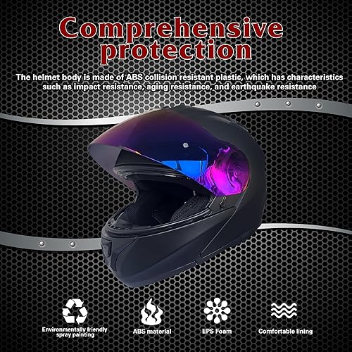 Miniatura 7 de KRN Casco de motocicleta modular reversible para adultos - Casco de calle aprobado por DOT, para carreras y con visor colorido y pasamontañas -