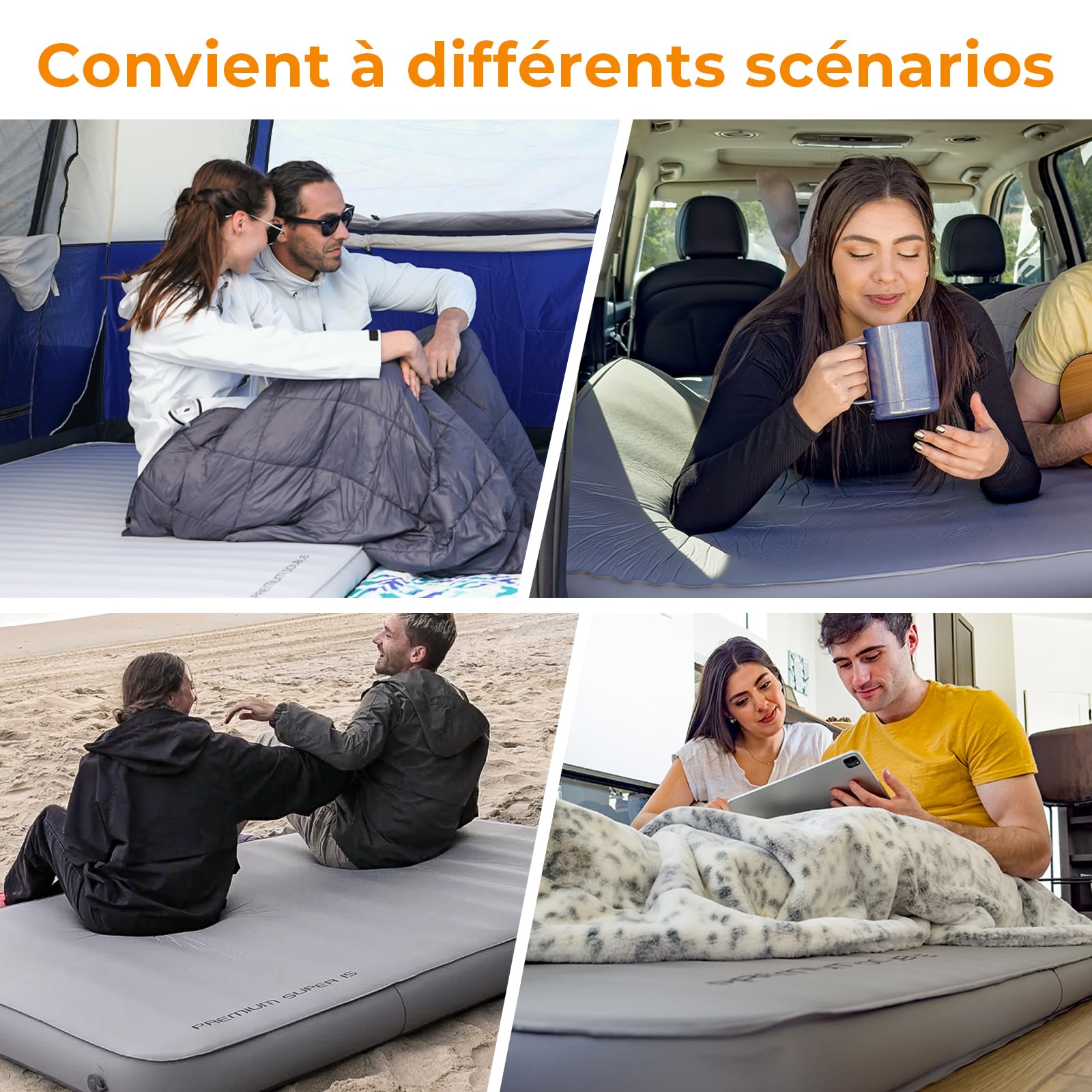 KingCamp Luxe Matelas de Camping Autogonflant Épaisseur 15cm pour 2 Personnes Matelas de Couchage Autogonflant Ultraléger 3D Conception Coussin de Couchage pour Camping Randonnée Voyage Tente Maison