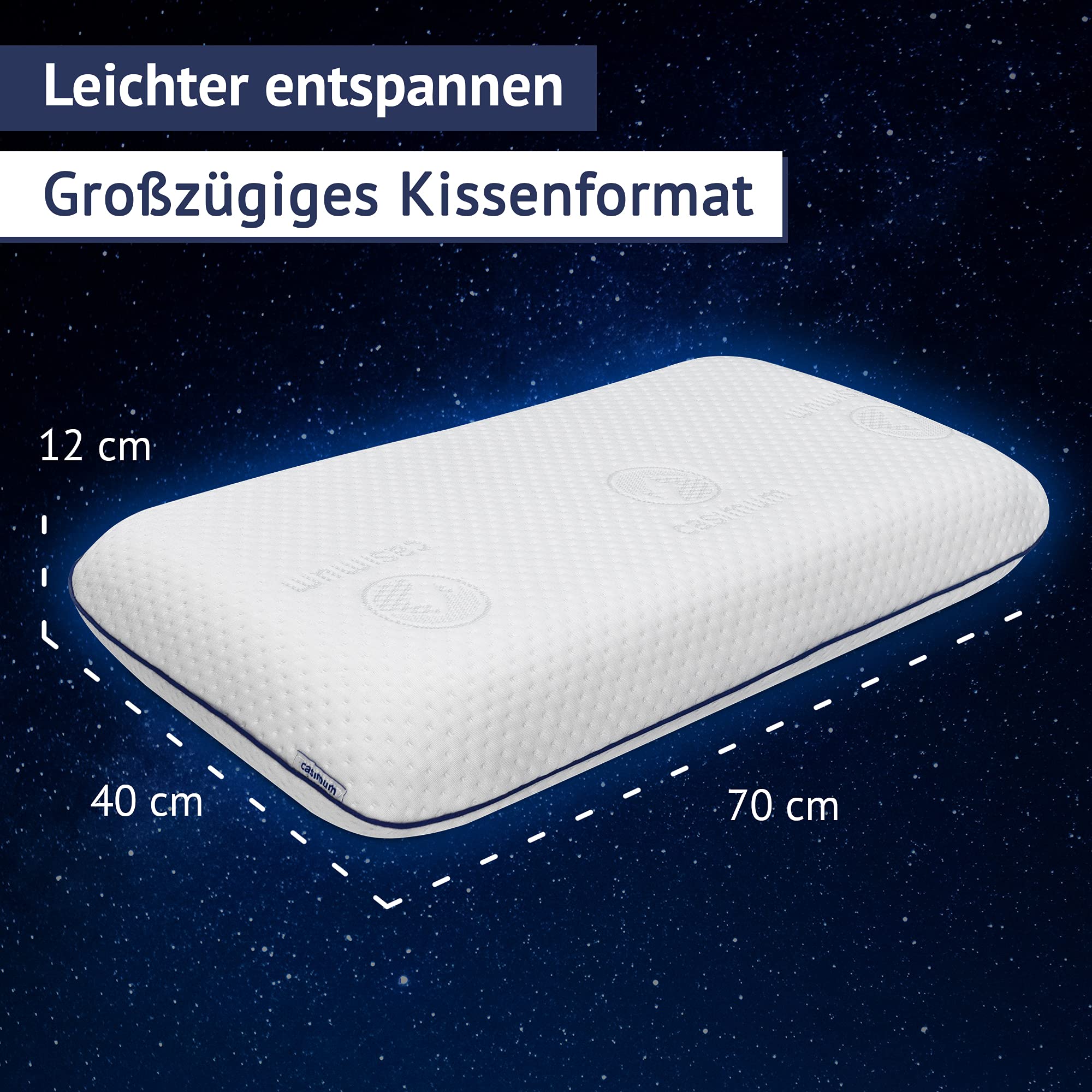 Ergonomisches Visco Nackenstützkissen Memory Foam 70x40 cm für Seitenschläfer Rückenschläfer