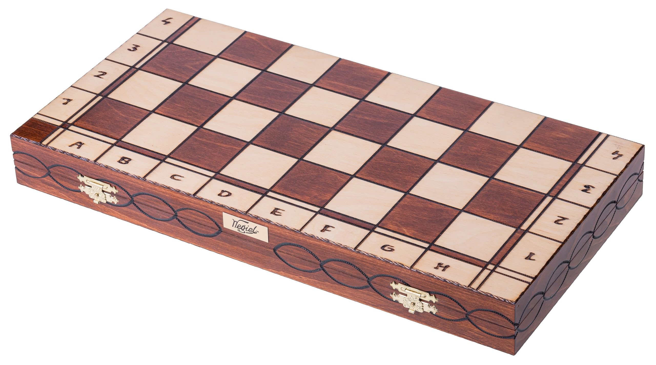 Schach aus Holz Schachspiel Legate + 2 x Damen - 48 x 48 cm Geschenkverpackung - Schachbrett & Schachfiguren Edel aus Holz