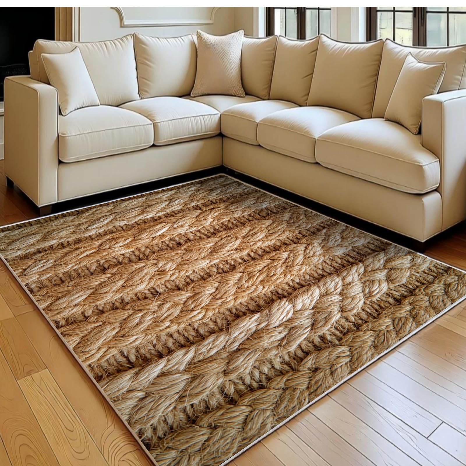 Tapis poil ras antidérapant brun clair 80x120 contre sols froids