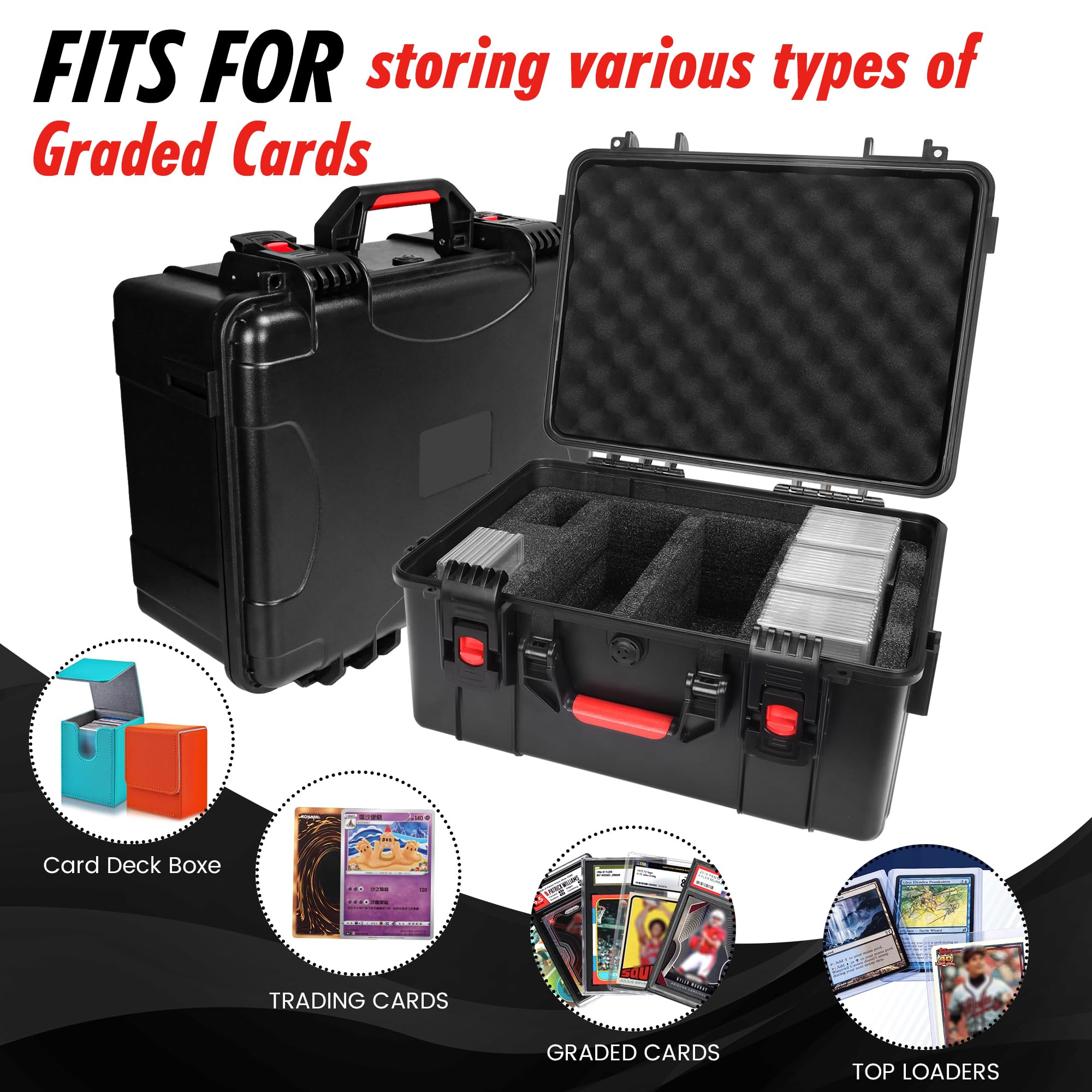 Meetikar Graded Card Storage Box Compatible with 150+ BGS/PSA/FGS/SGC/CGC/HGA/GMA Graded Sports Trading Card, Graded Card Case for Top Loaders