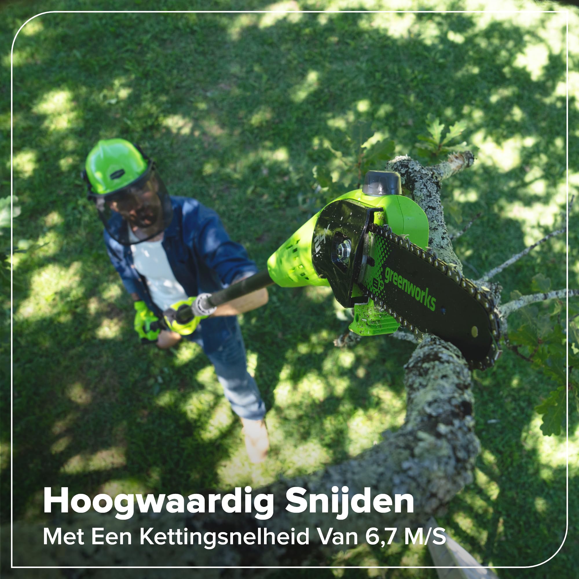 Greenworks Ciężarka akumulatorowa 24 V, 20 cm, zasięg 2,68 m, do cięcia drzew, elektryczna piła łańcuchowa z automatycznym olejowaniem, prędkość łańcucha 6,7 m/s, akumulator 2 Ah i ładowarka USB C 30
