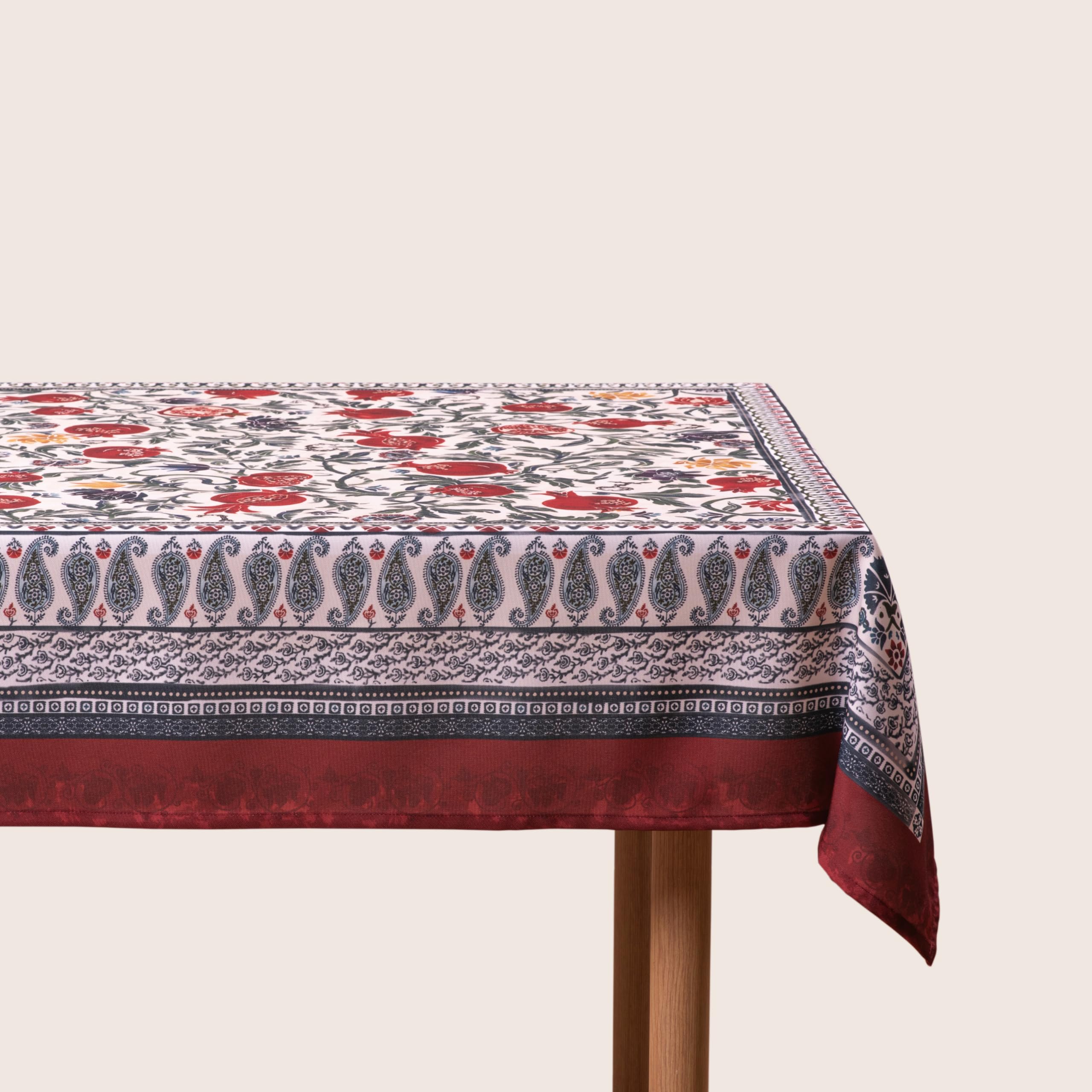 BlueTabla Tablecloth – Georgian Alphabet & Pomegranate Design, Multicolor – 83x55, Non-Iron Polyester Fabric — image 1